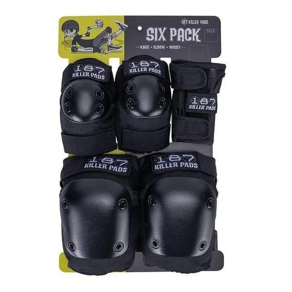 187 Six Pack Junior Pad Set Knee/Elbow/Wrist - Black JR.