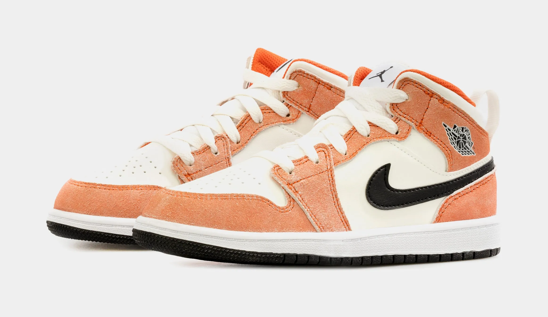 Air Jordan 1 Mid Preschool Lifestyle Shoes (Orange/White)