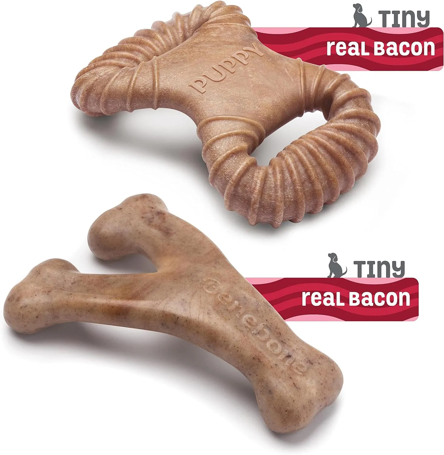 Benebone Puppy 2pack Bacon Wishbone Dental Chew Toy