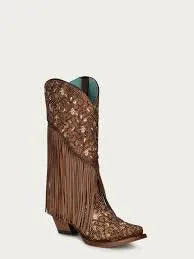 Corral C3876 Honey Glitter with Fringe Cowboy Boots