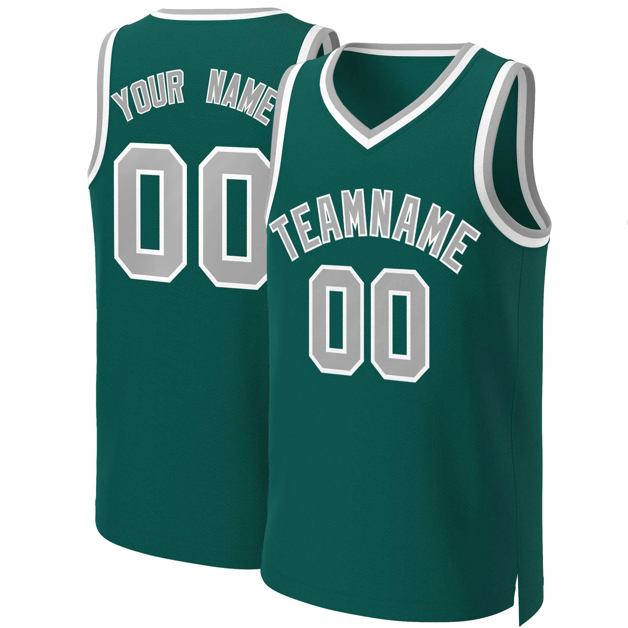 Custom Aqua Gray-White Classic Tops Basketball Jersey