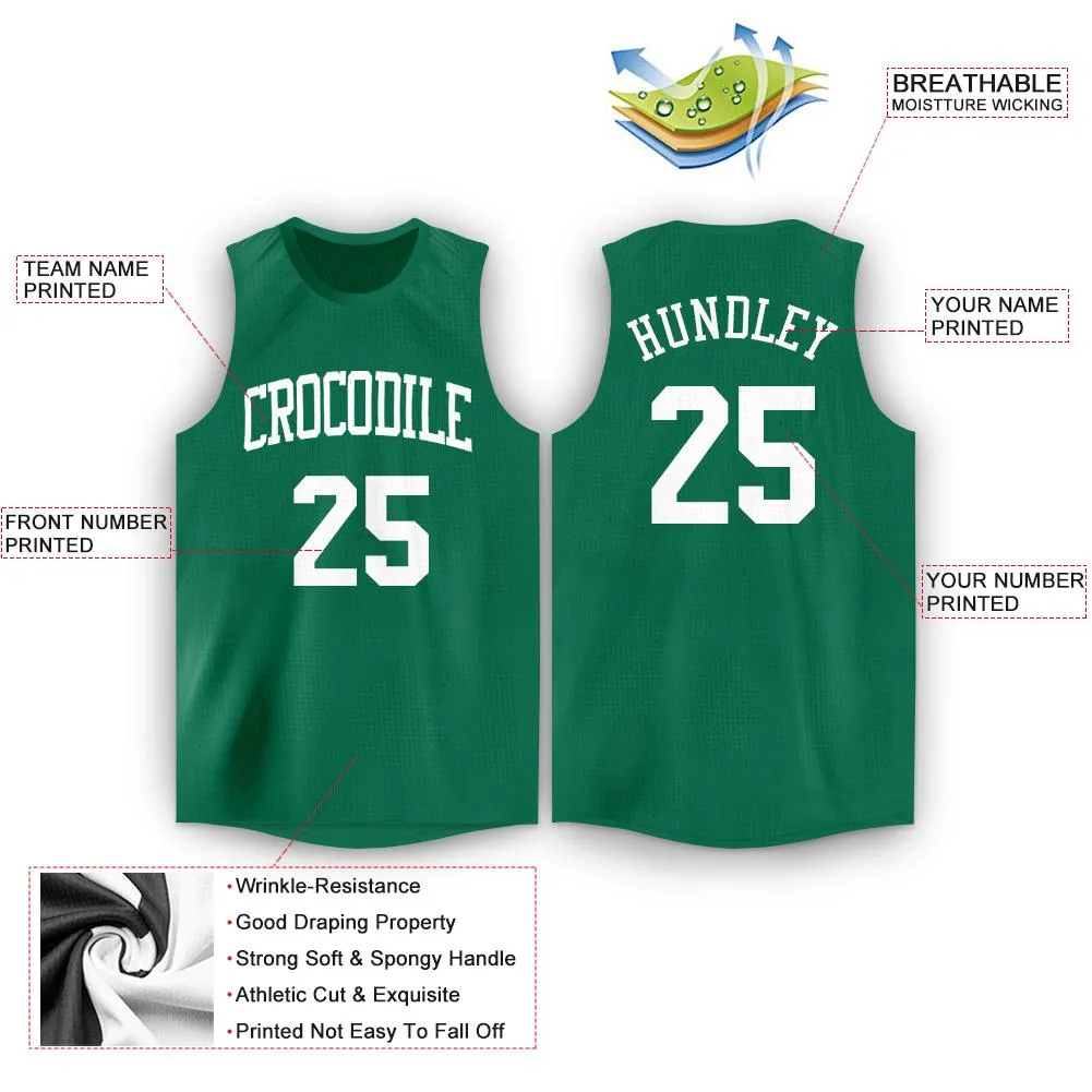 Custom  Green White Classic Tops Fashion Sportwear Basketball Jersey