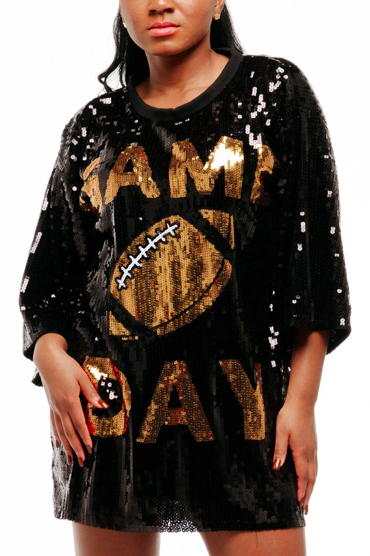 Game Day Sequin Dress - Black