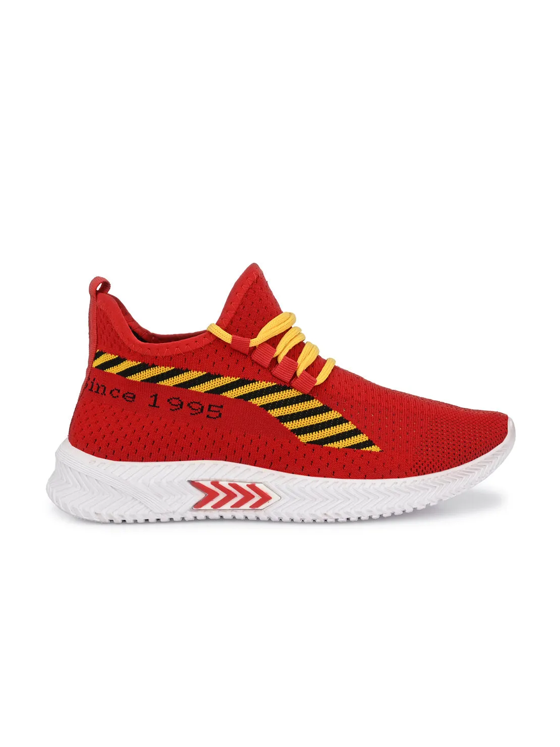 Hirolas® Men's Red Knitted Running/Walking/Gym Lace Up Sport Shoes (HRL2038RED)