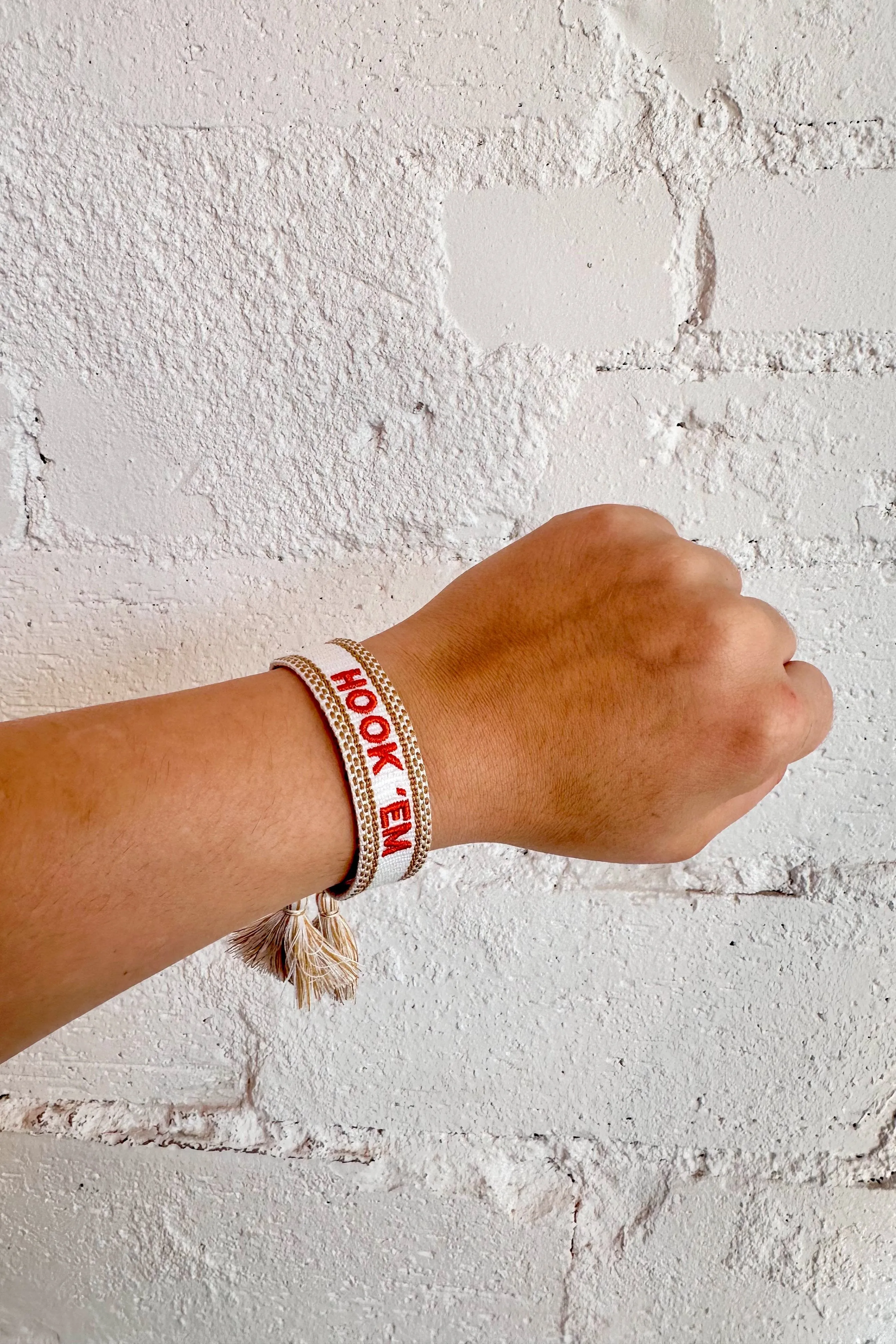 Hook Em Football Bracelet