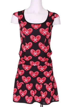 Limited Mid Red Heart on Black Monroe Tennis Dress