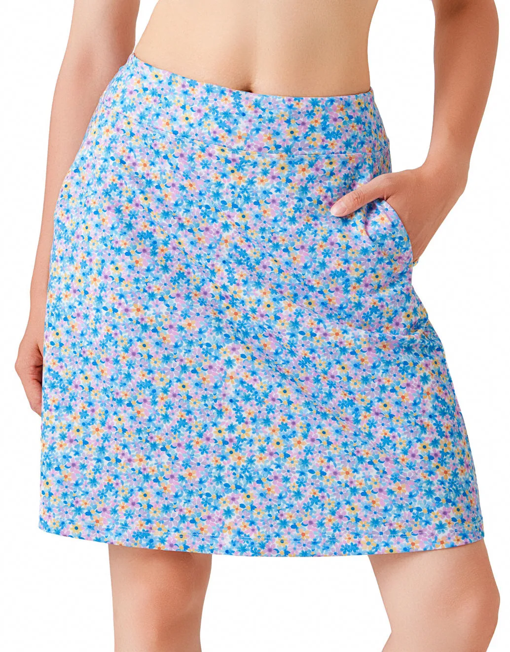 Modest Knee Length Skort, Floral, 20"