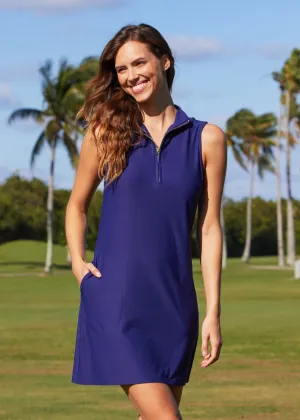 Navy 1/4 Zip Sleeveless Sport Dress