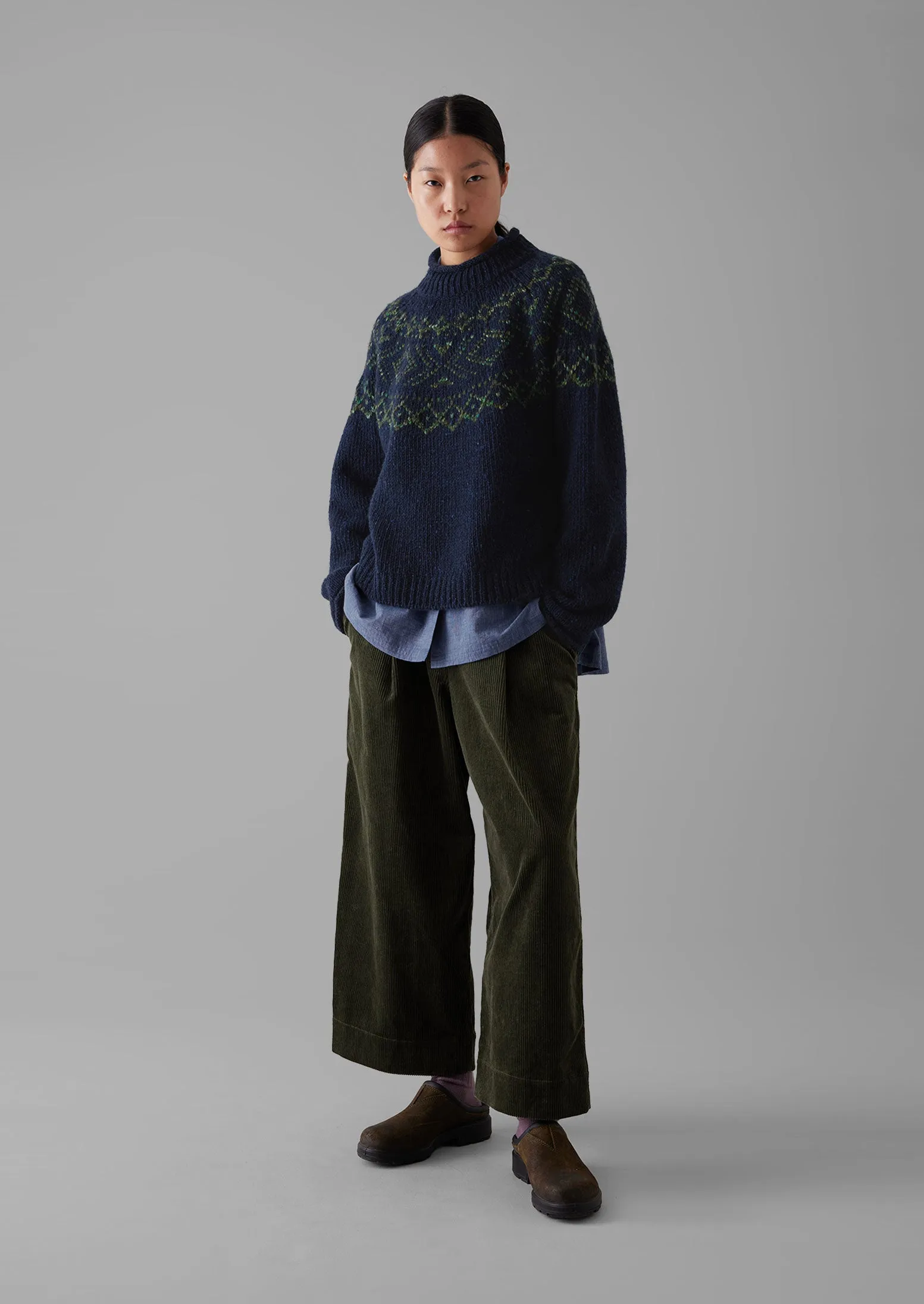 Organic Cord Pleat Front Trousers | Seaweed