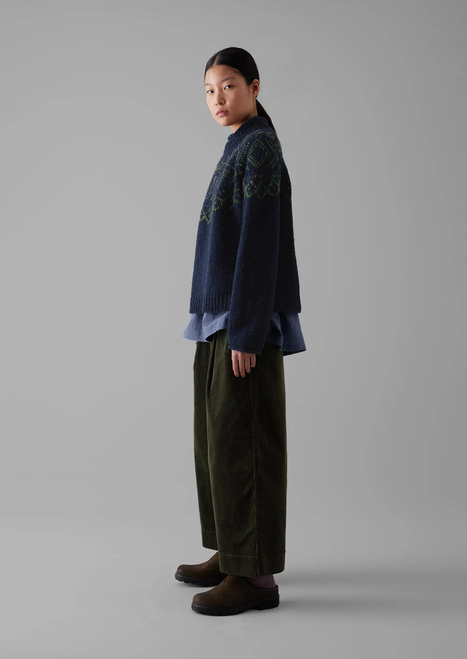 Organic Cord Pleat Front Trousers | Seaweed