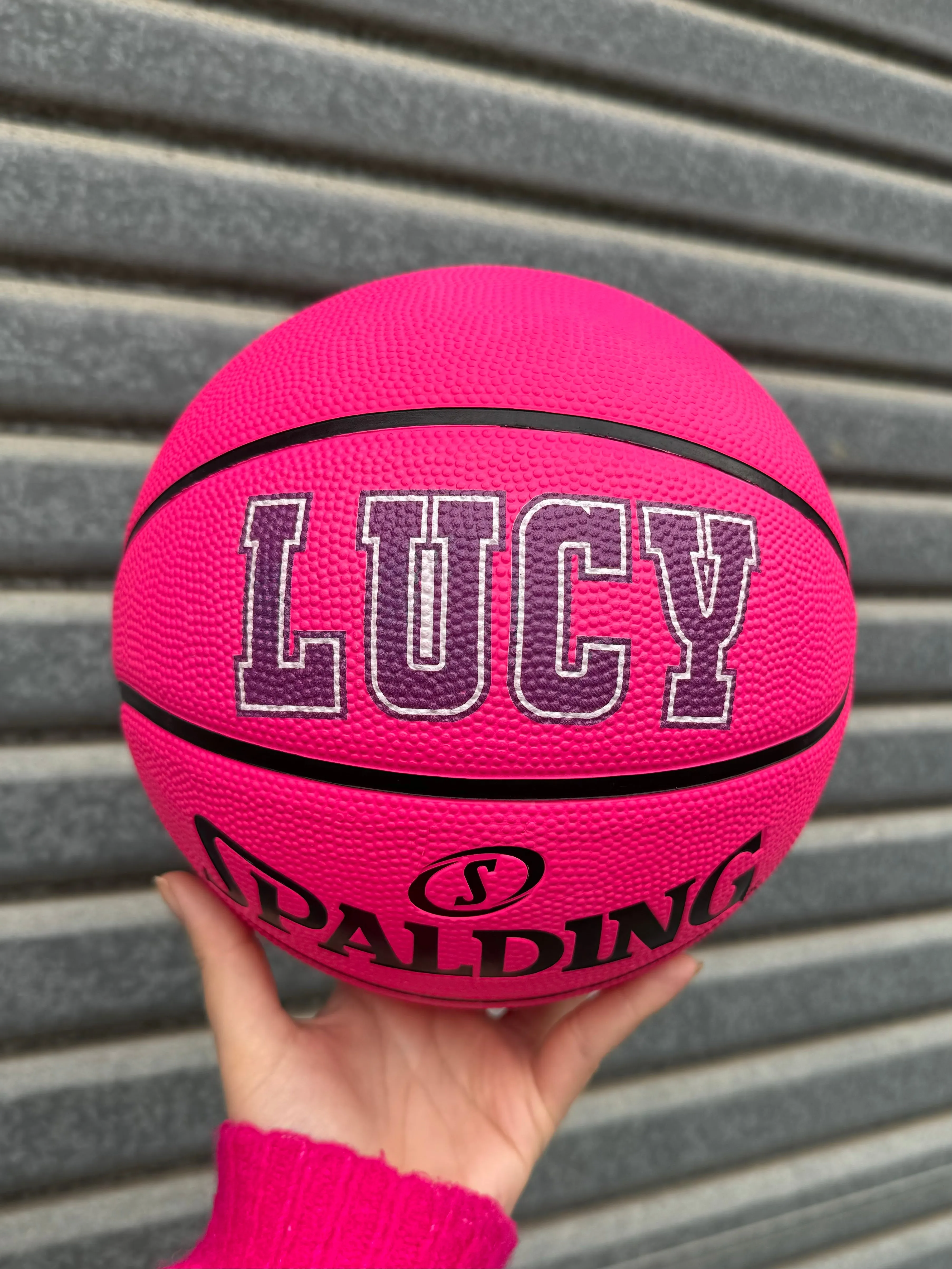 Personalised Pink Rubber Spalding Basketball (Size 5, 6)