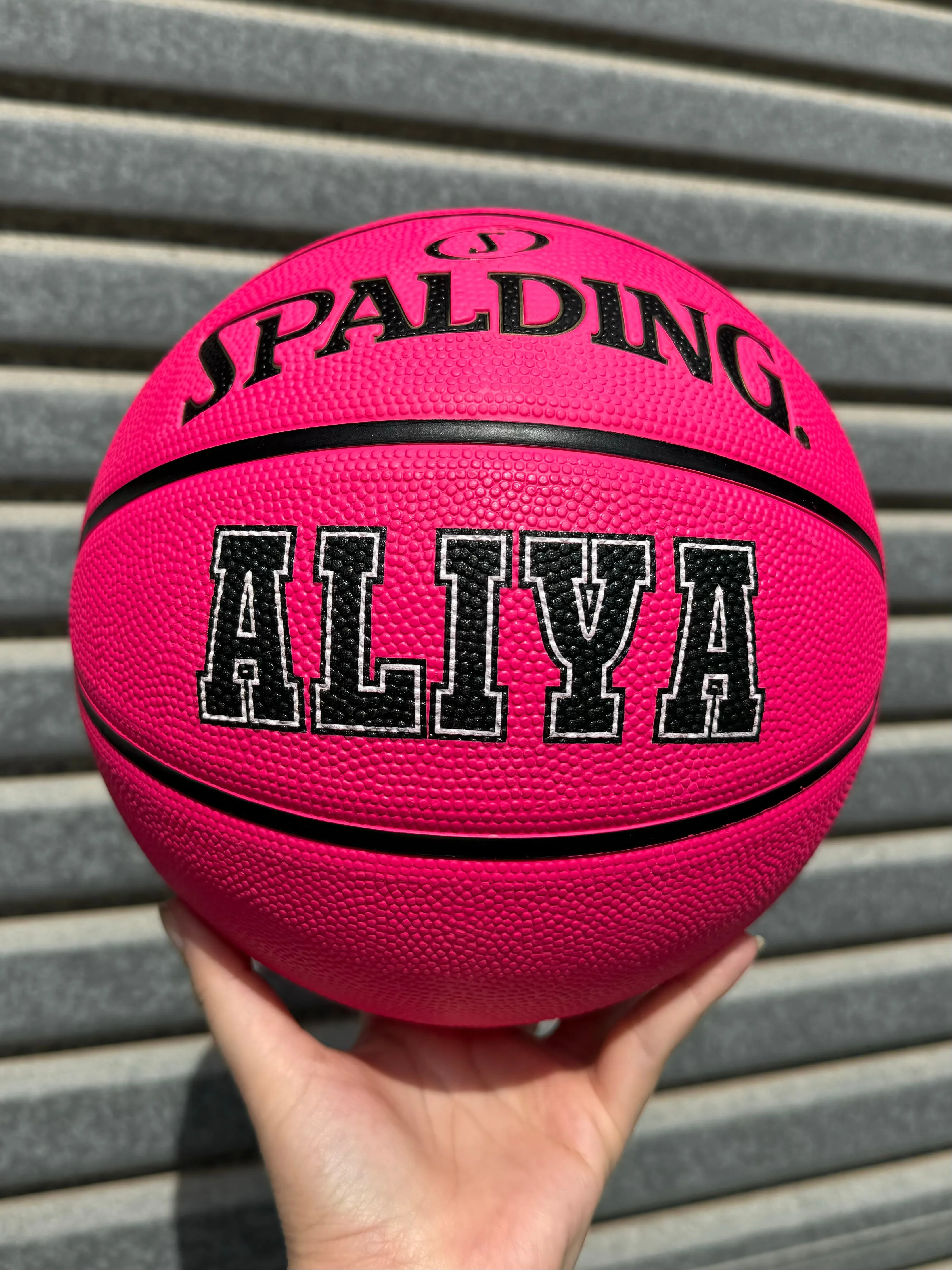 Personalised Pink Rubber Spalding Basketball (Size 5, 6)