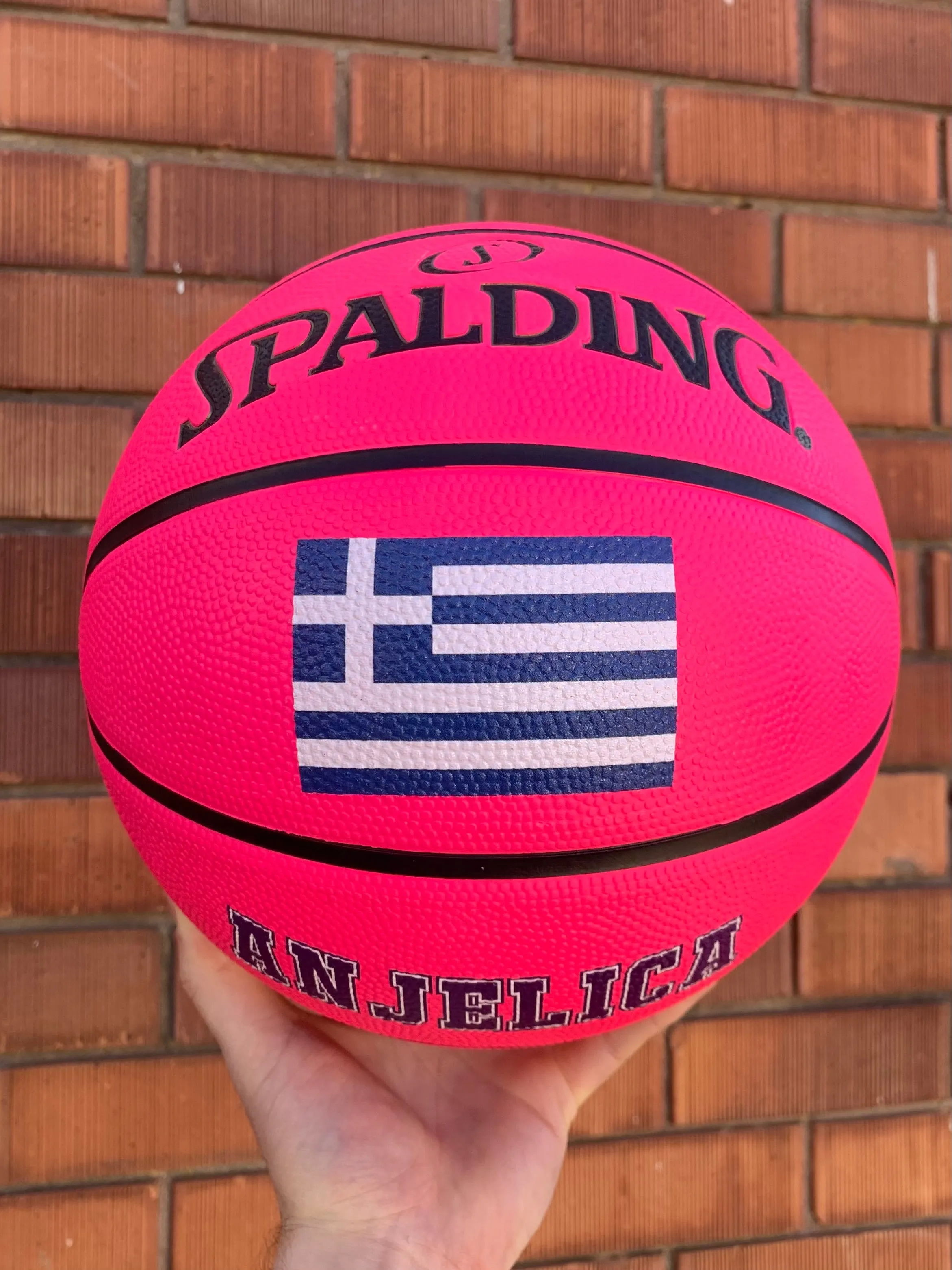 Personalised Pink Rubber Spalding Basketball (Size 5, 6)