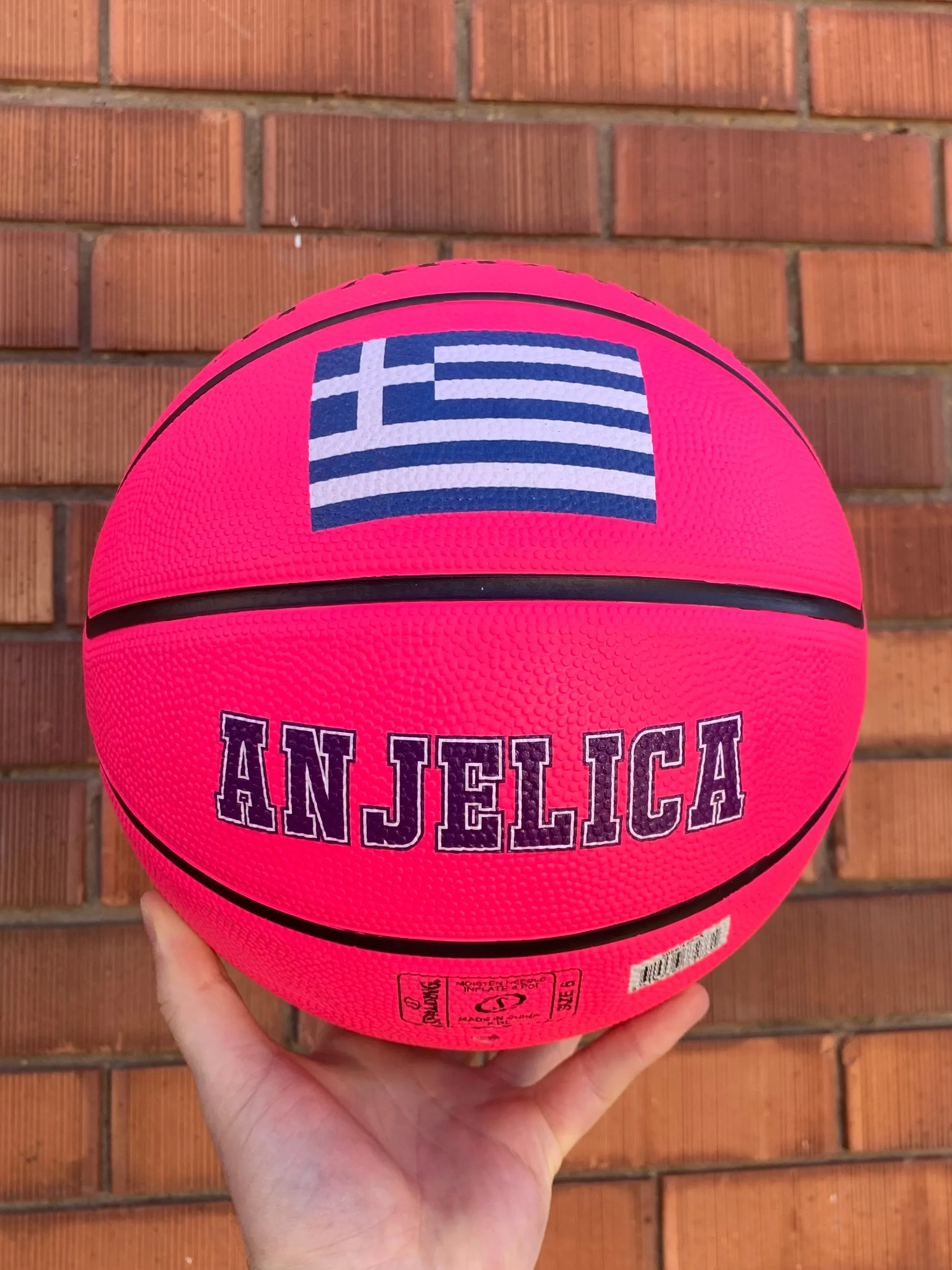 Personalised Pink Rubber Spalding Basketball (Size 5, 6)