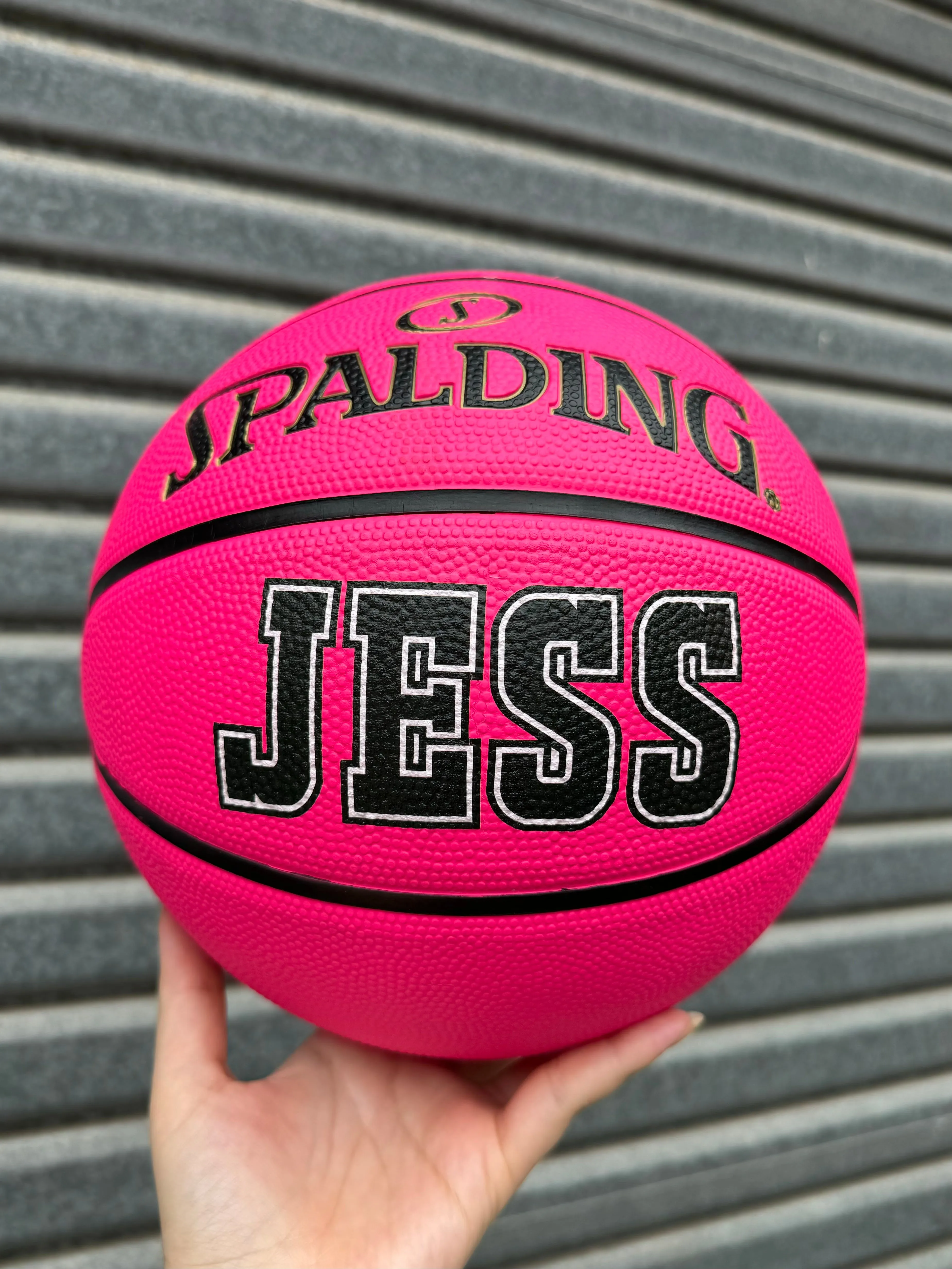 Personalised Pink Rubber Spalding Basketball (Size 5, 6)