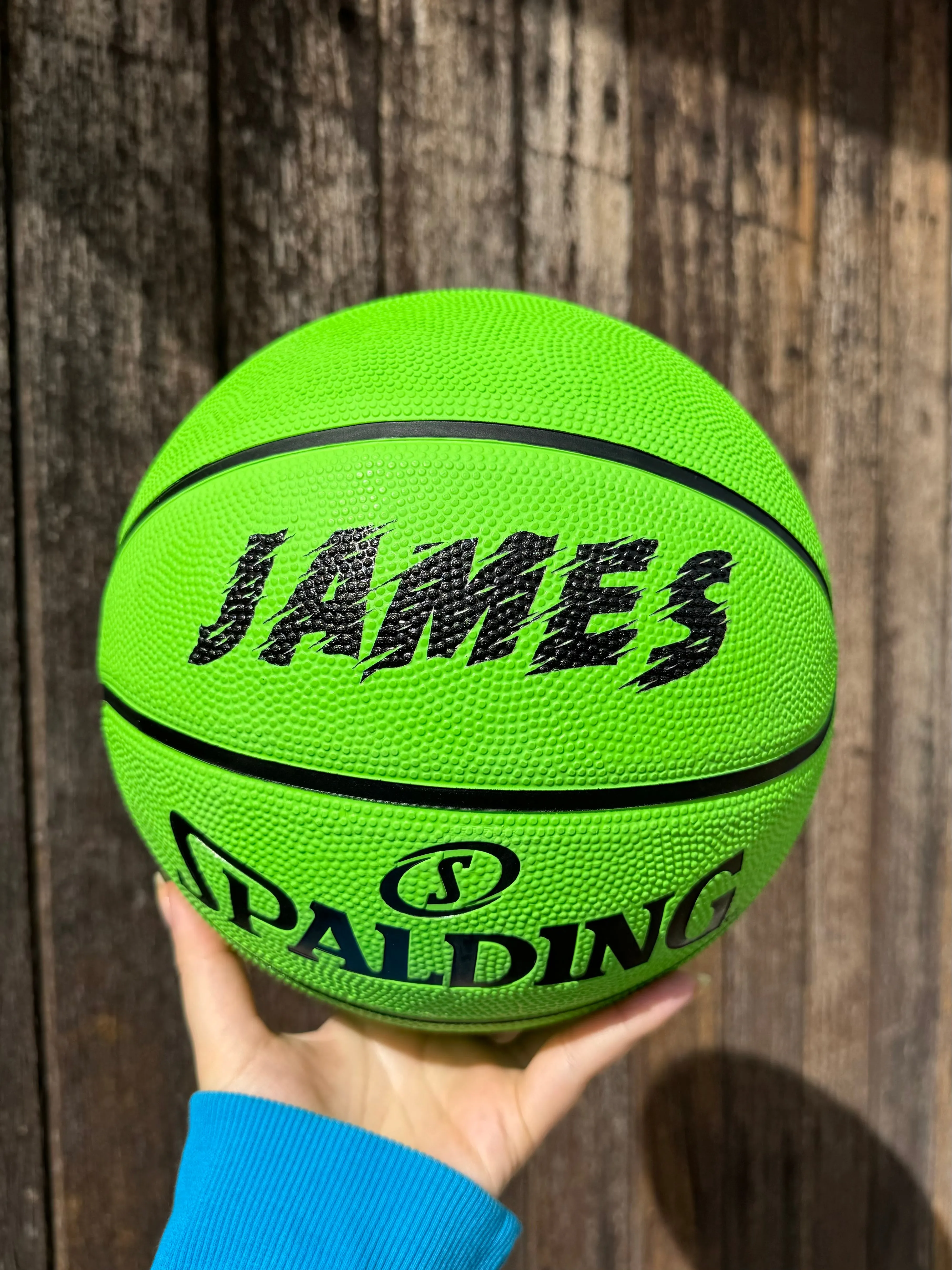 Personalised Spalding Rubber Basketball Fluro - Green (Size 5, 6 & 7)