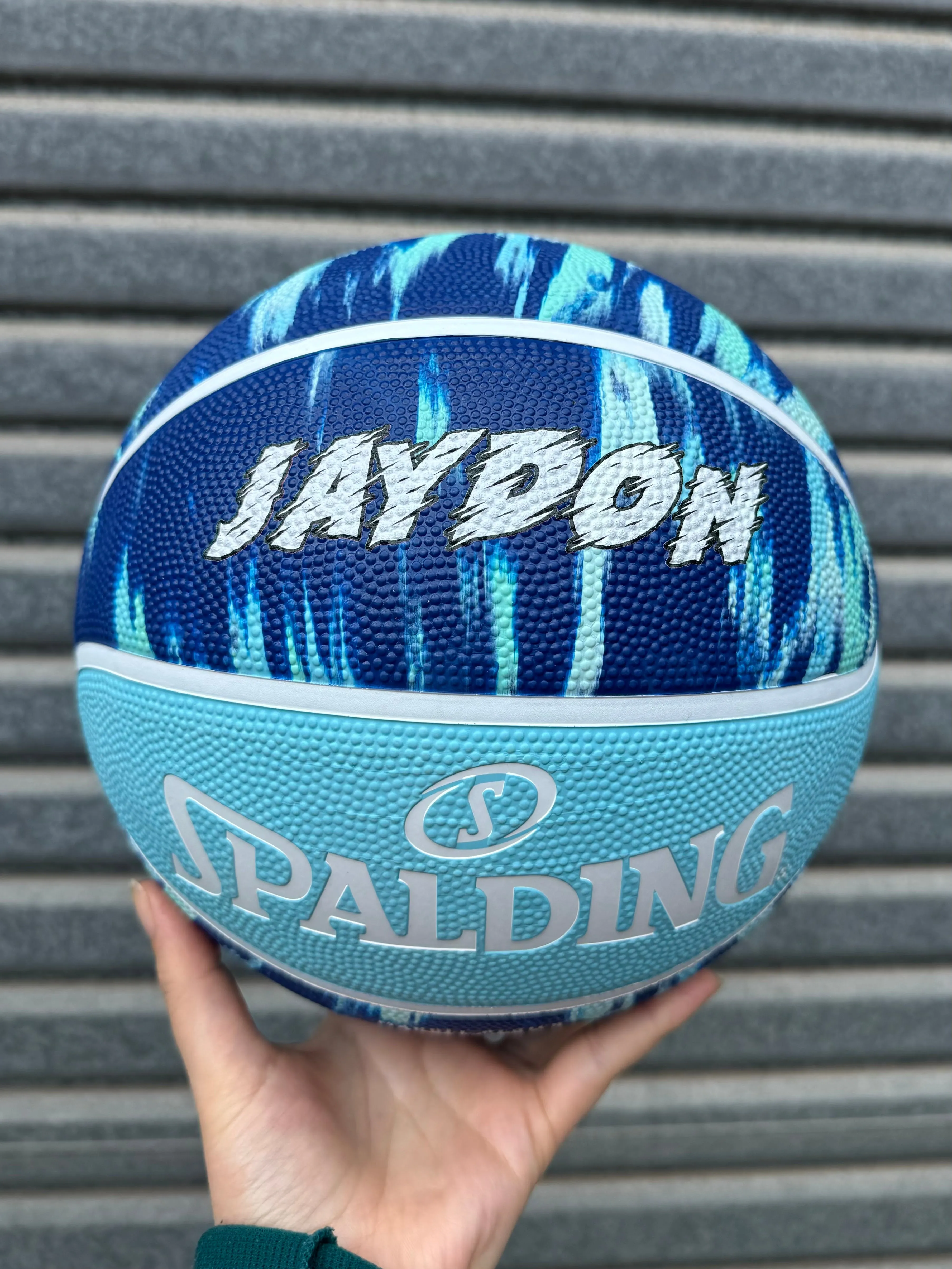 Personalised Spalding Rubber Basketball Marble Blue (Size 5, 6 & 7)