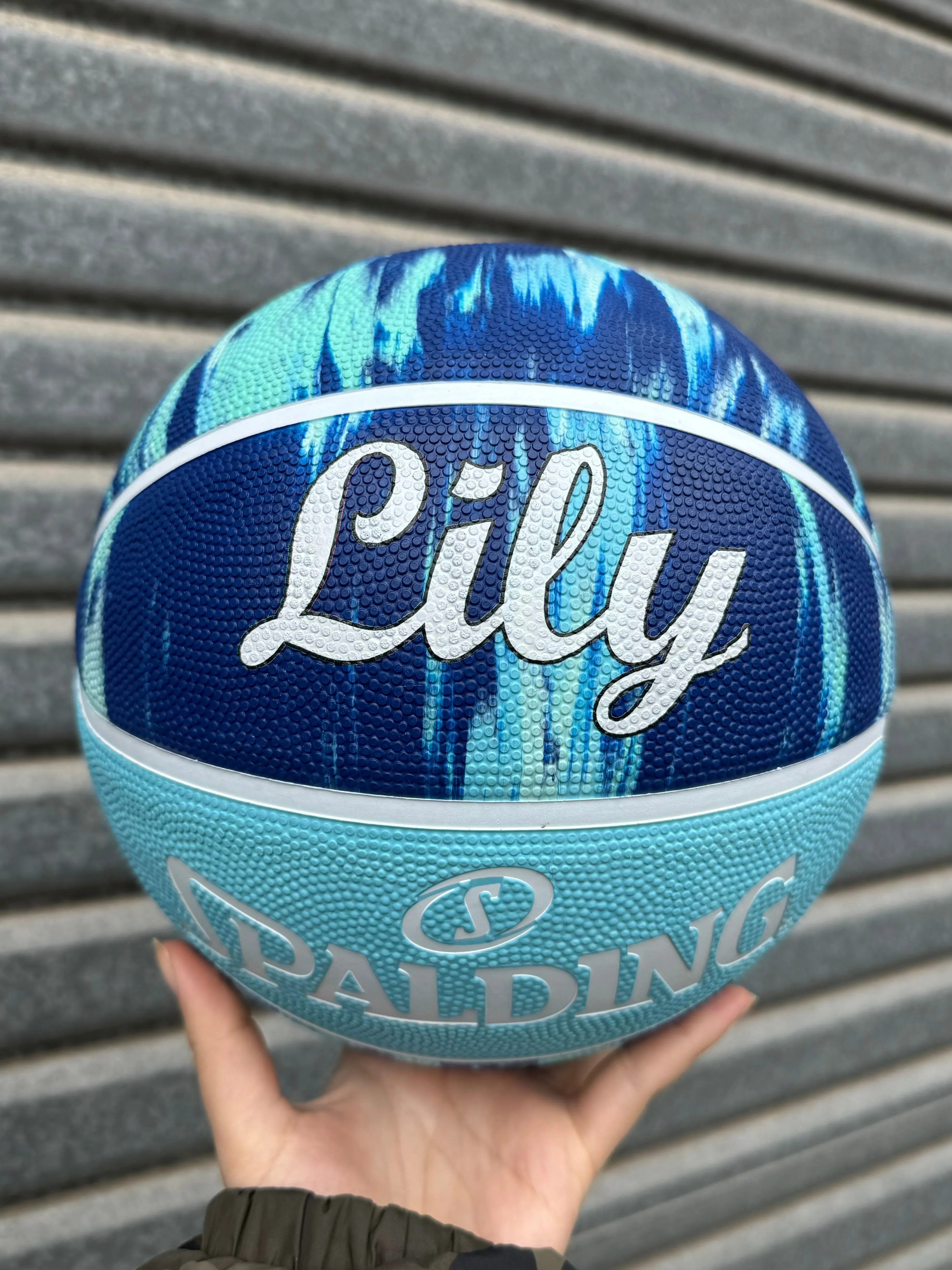 Personalised Spalding Rubber Basketball Marble Blue (Size 5, 6 & 7)