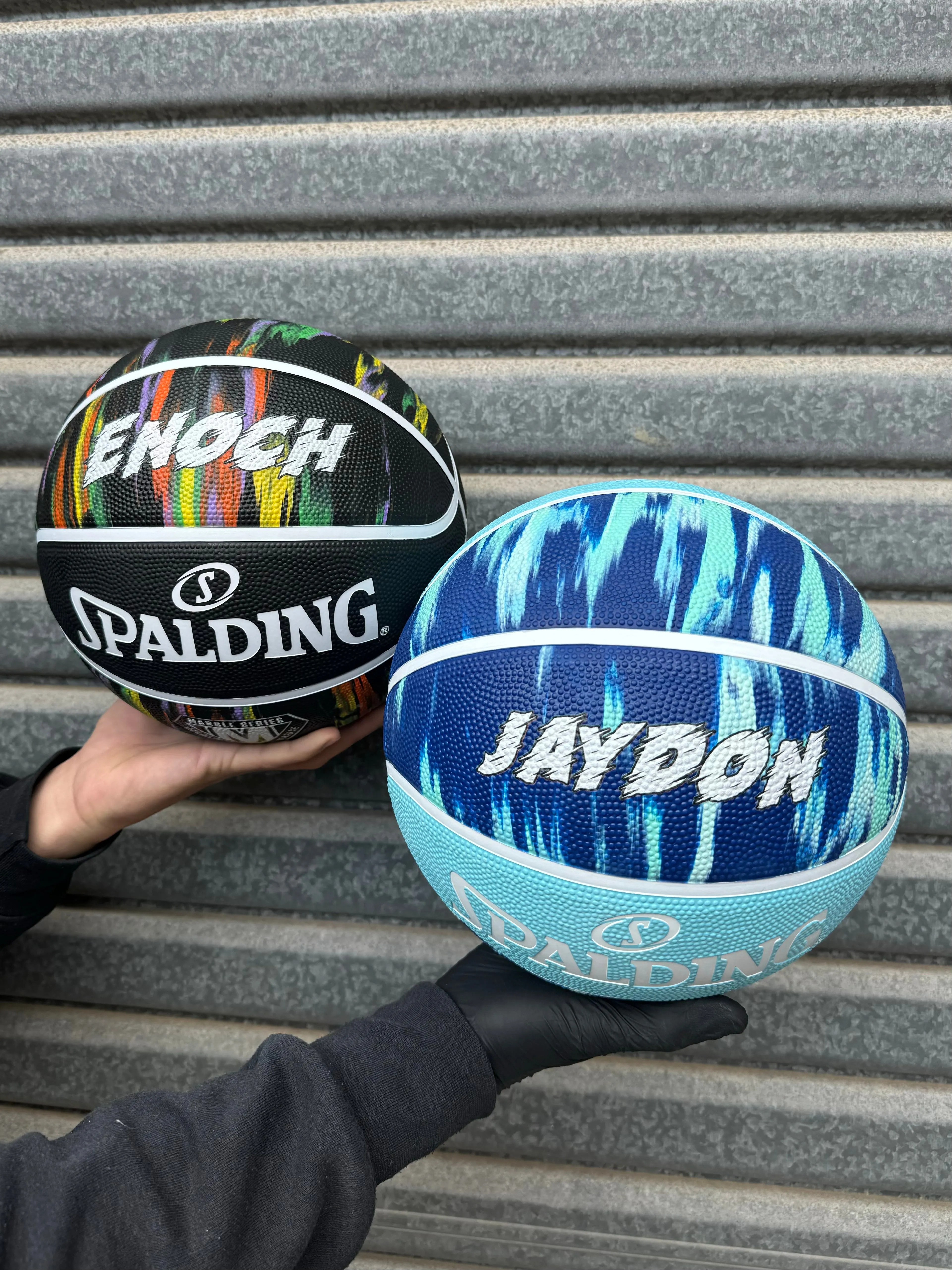 Personalised Spalding Rubber Basketball Marble Blue (Size 5, 6 & 7)