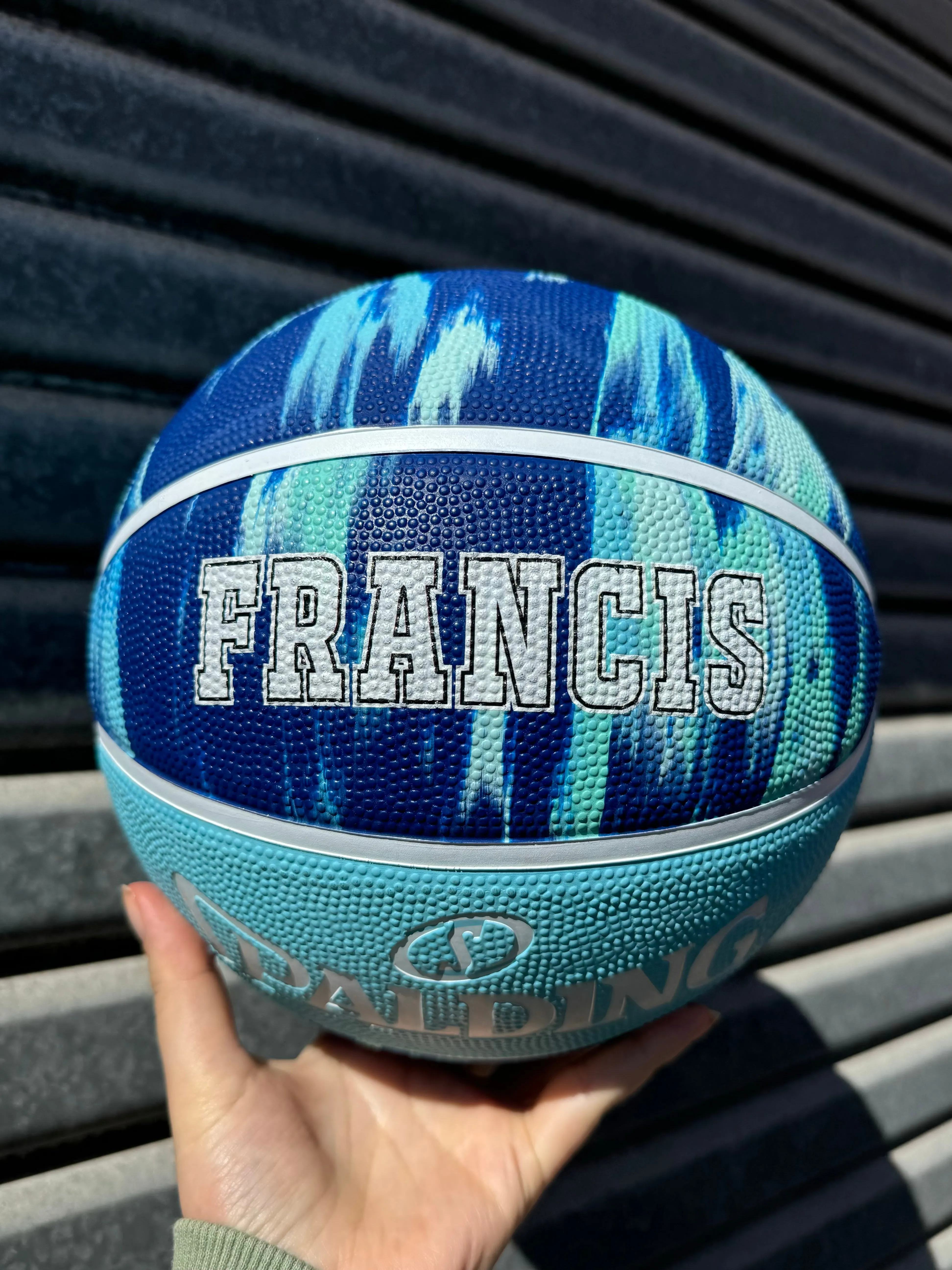 Personalised Spalding Rubber Basketball Marble Blue (Size 5, 6 & 7)