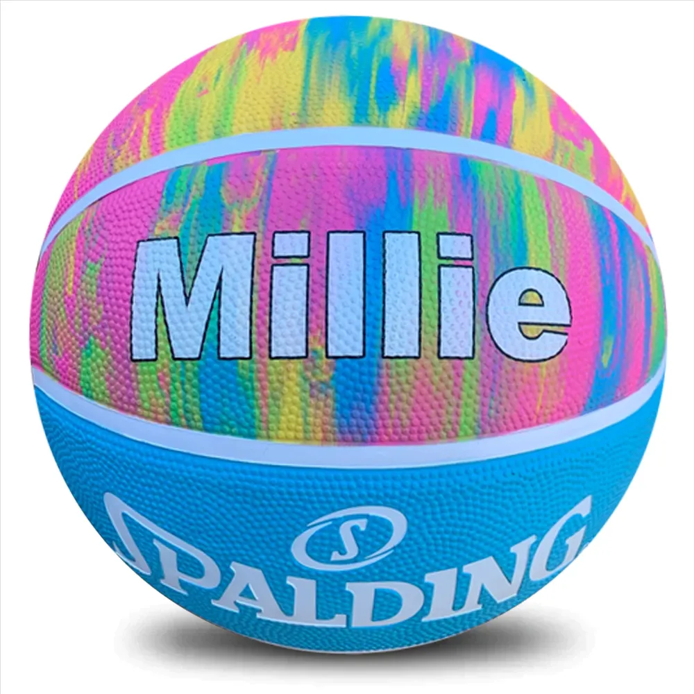 Personalised Spalding Rubber Basketball Pink Marble (Size 5, 6)