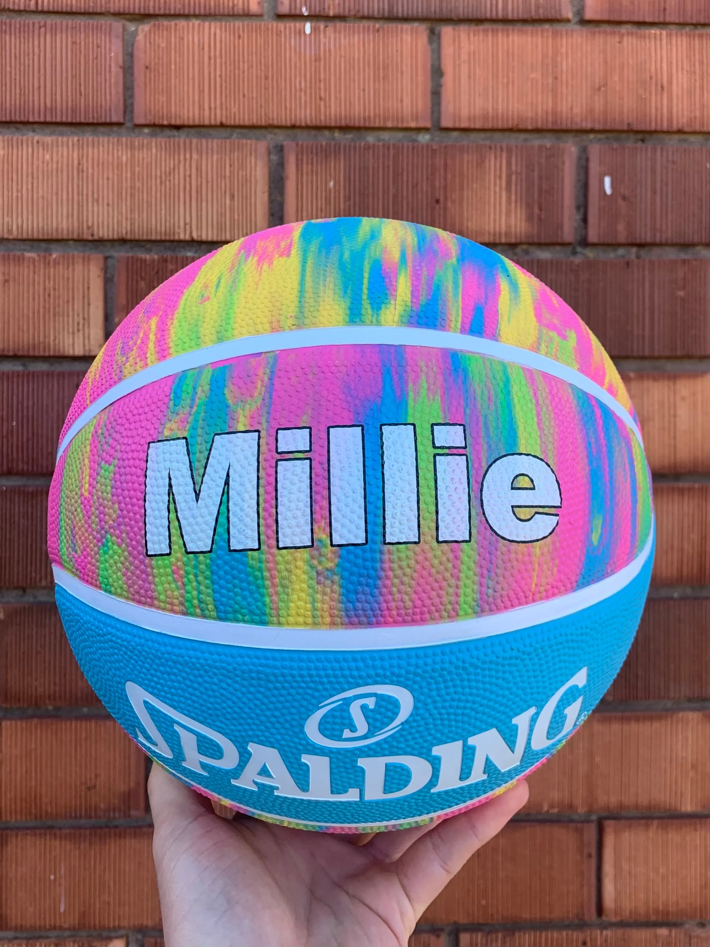 Personalised Spalding Rubber Basketball Pink Marble (Size 5, 6)