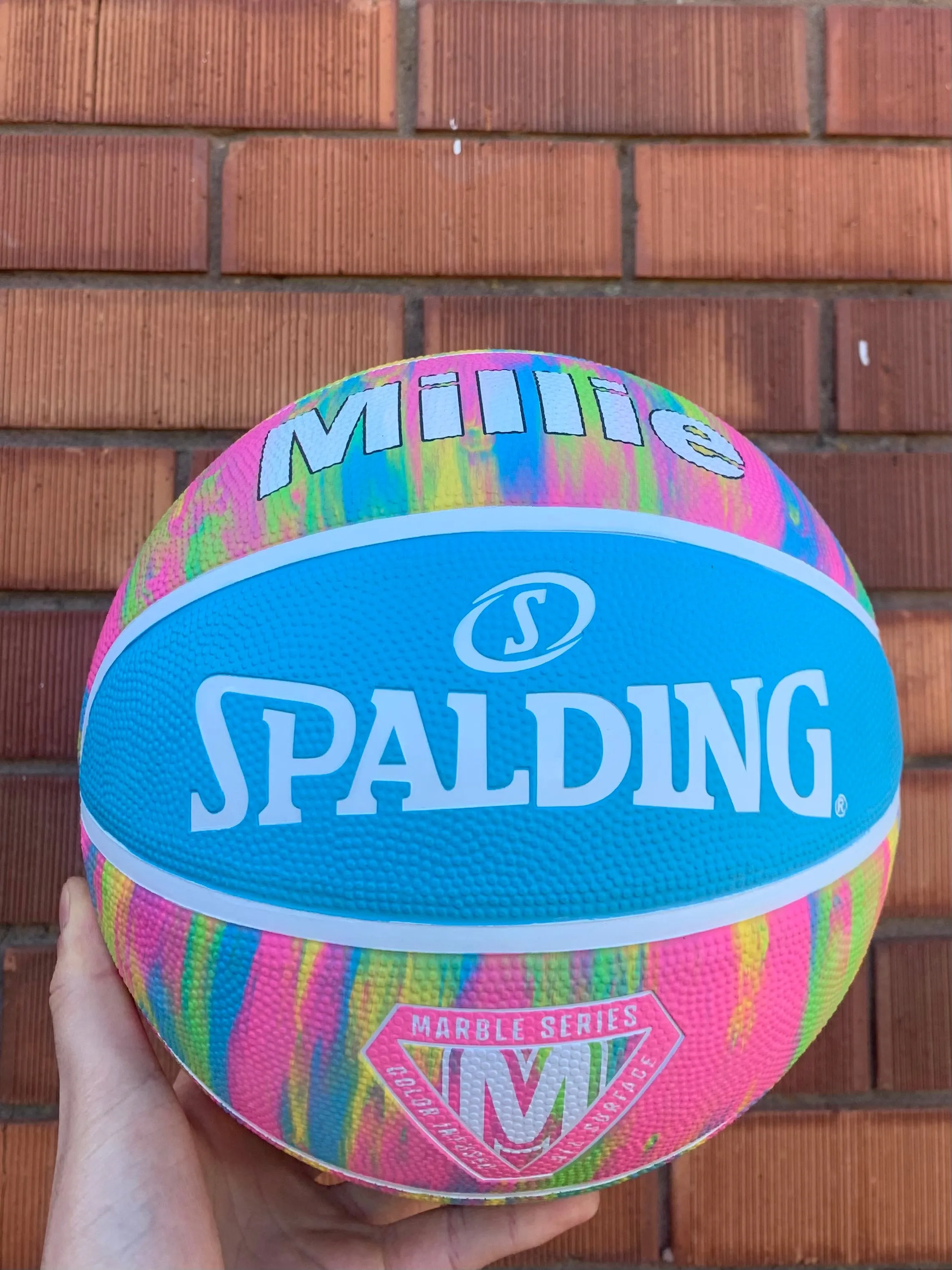 Personalised Spalding Rubber Basketball Pink Marble (Size 5, 6)