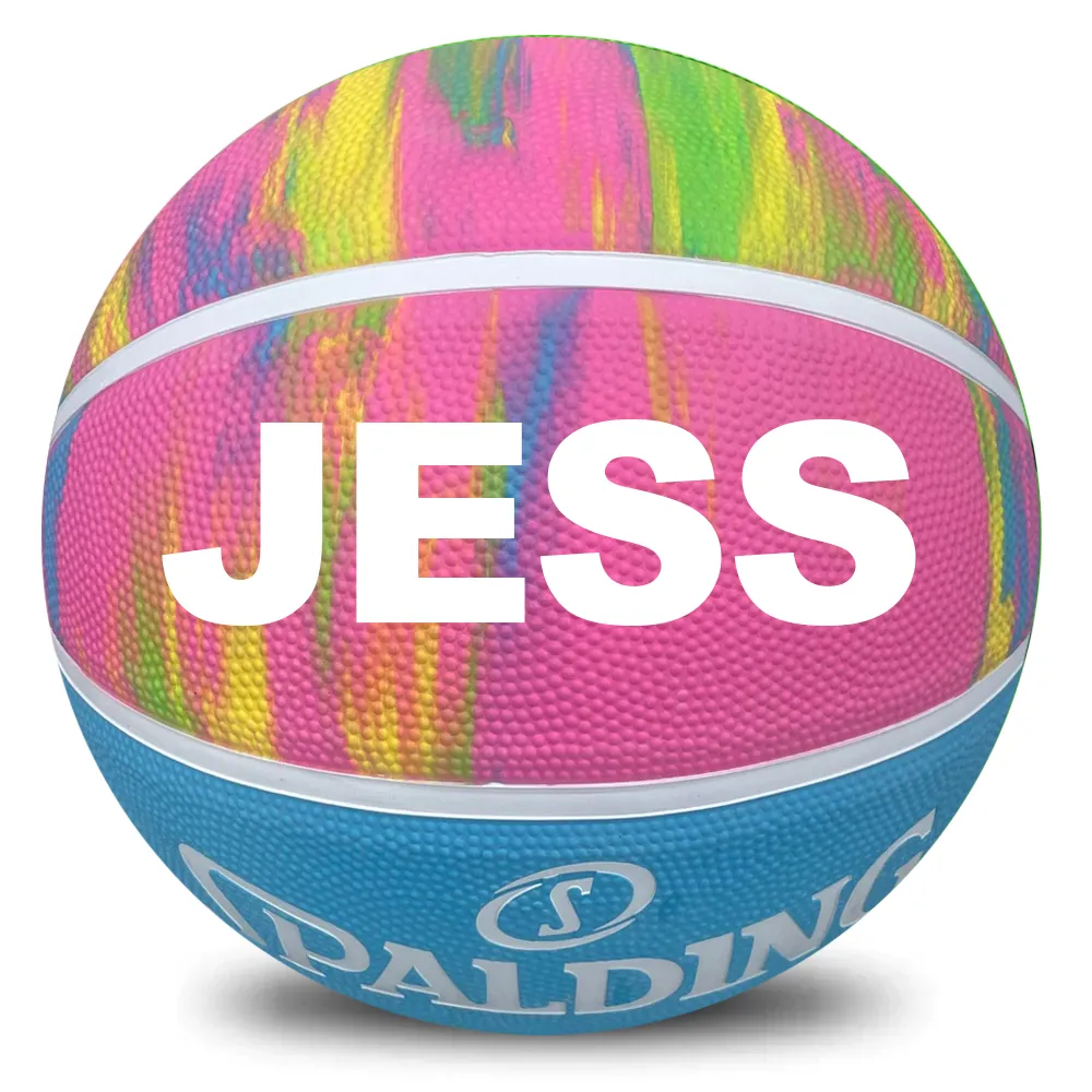 Personalised Spalding Rubber Basketball Pink Marble (Size 5, 6)