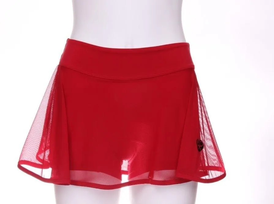 Red Mesh Love O Tennis Skirt