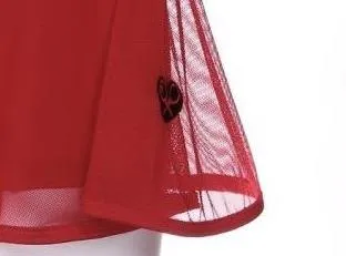 Red Mesh Love O Tennis Skirt