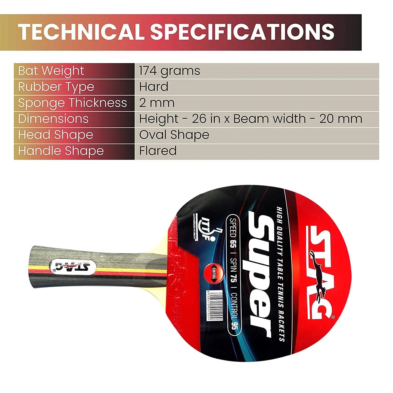 STAG Super Table Tennis TT Racket